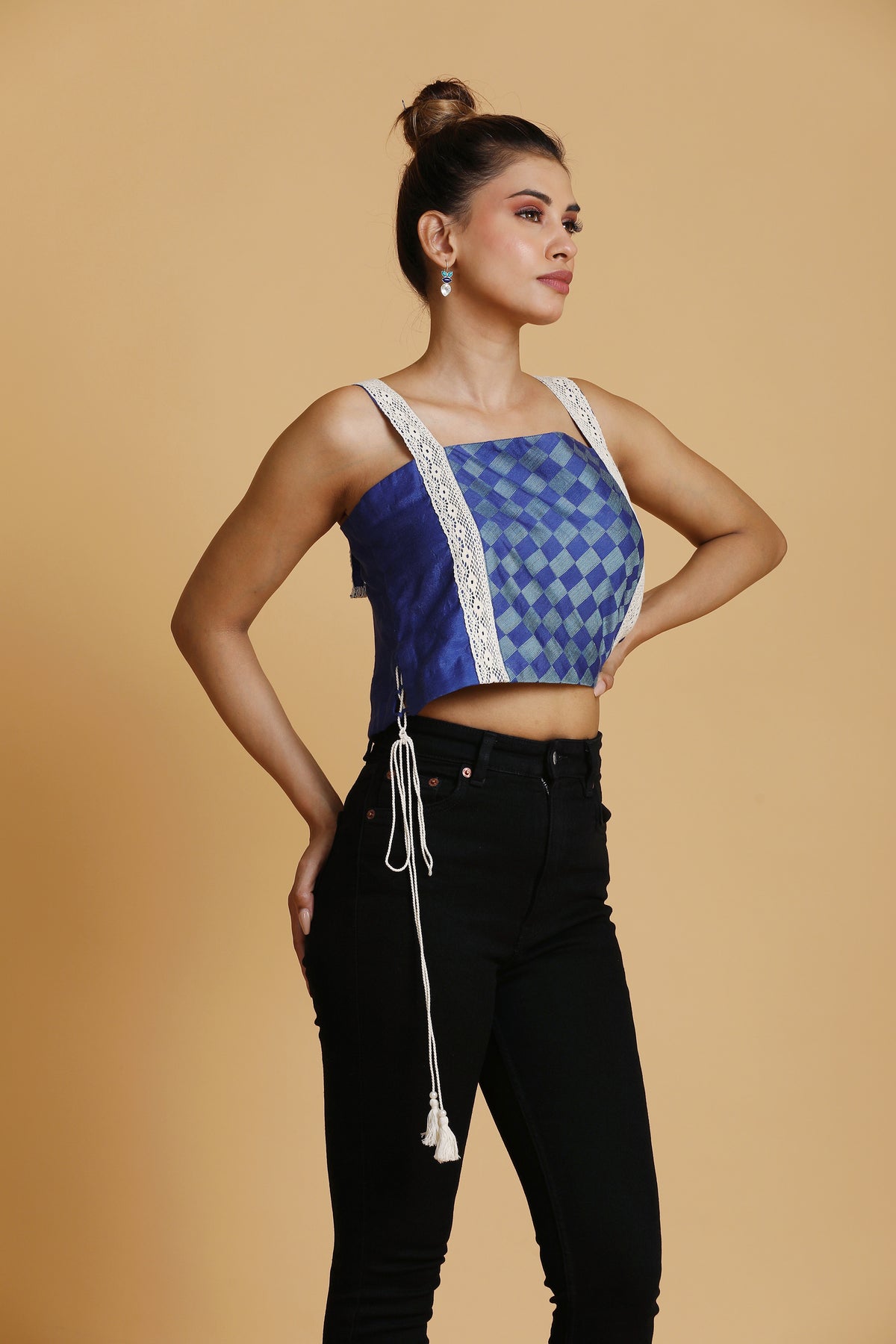 Blue Checkered Crop top