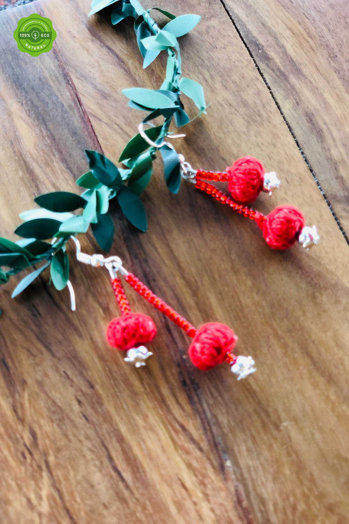 Red-beaded Earrings