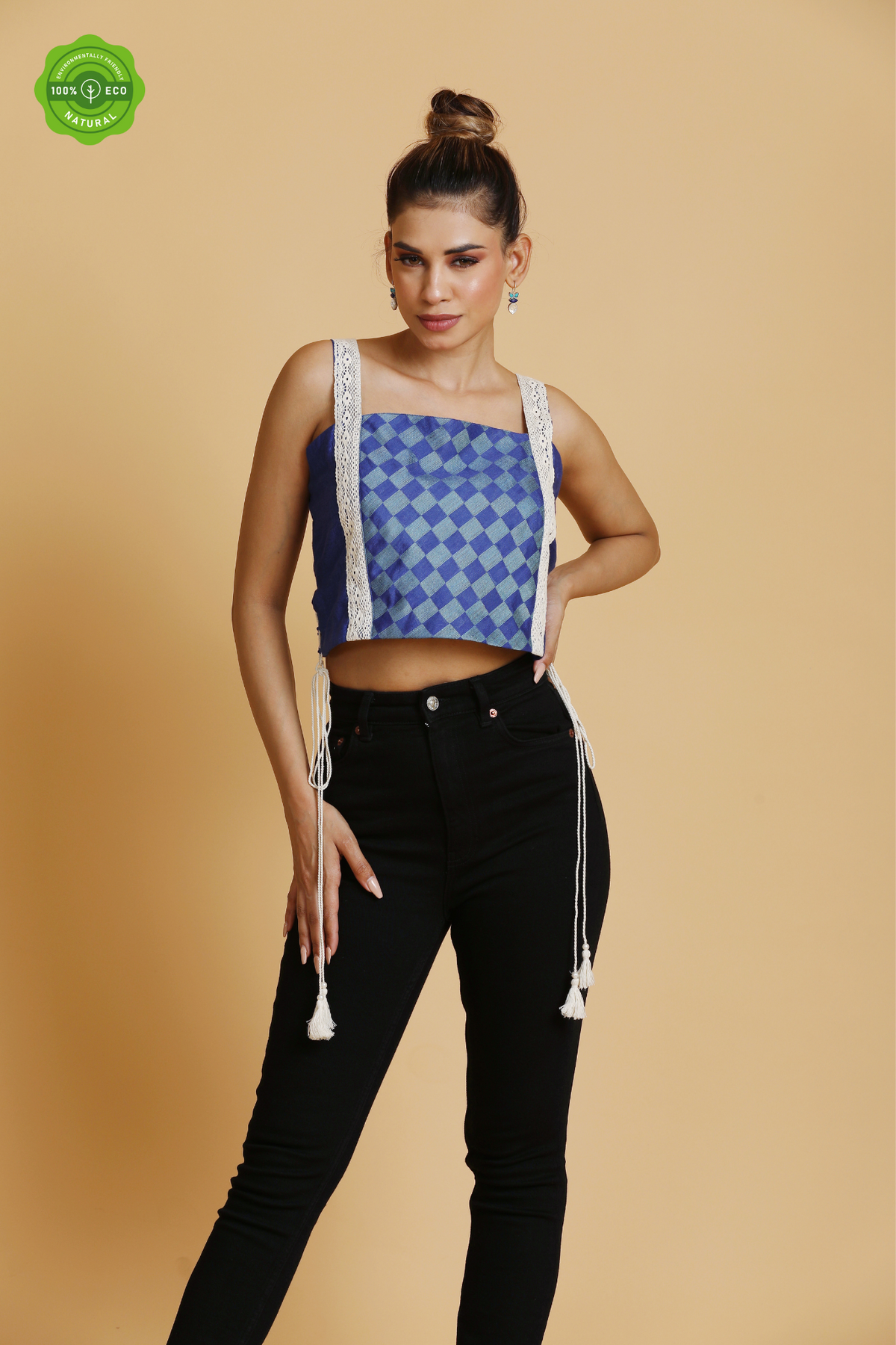 Blue Checkered Crop top