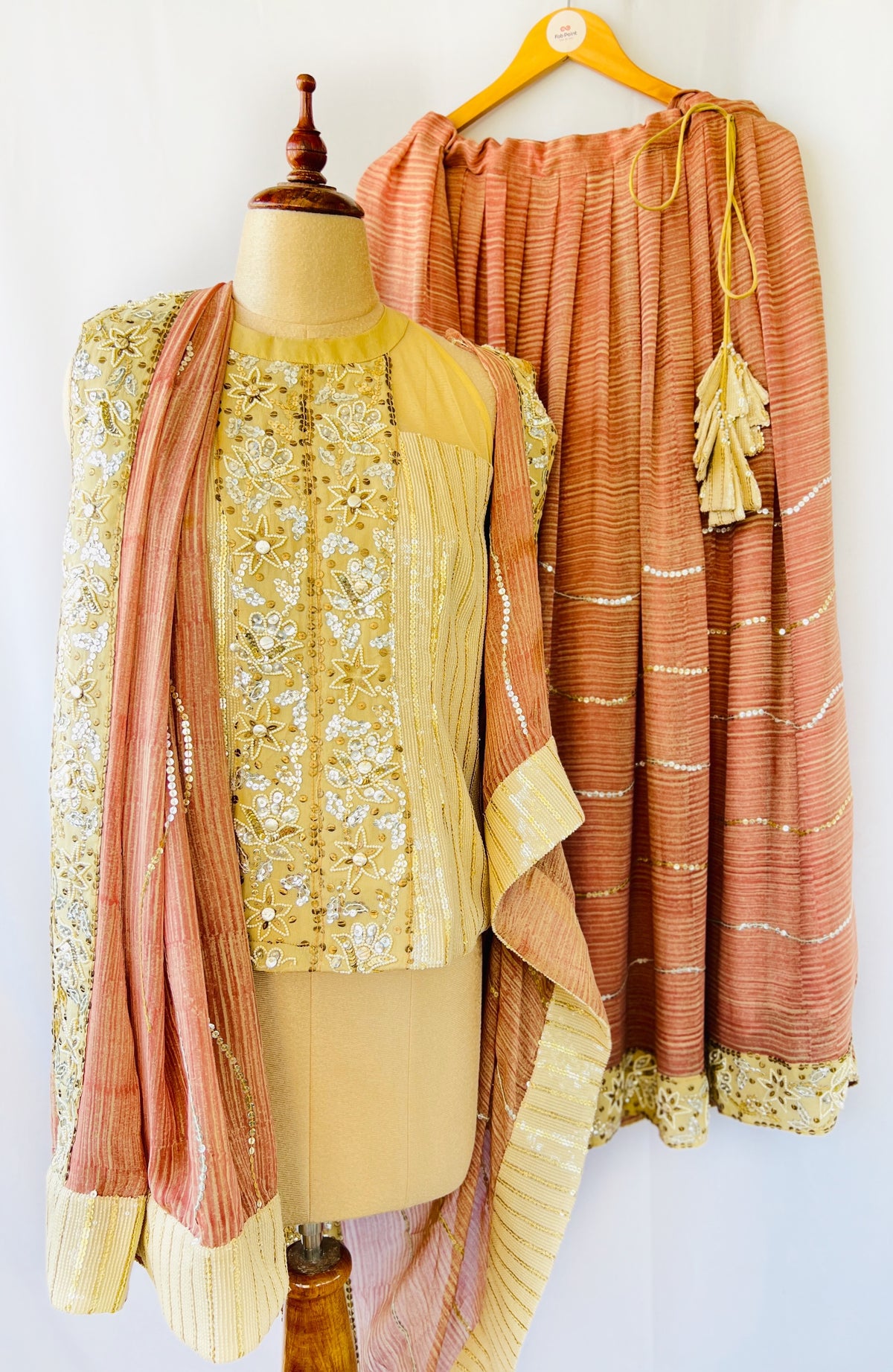 Caramel Sequence Lehenga &amp; Top