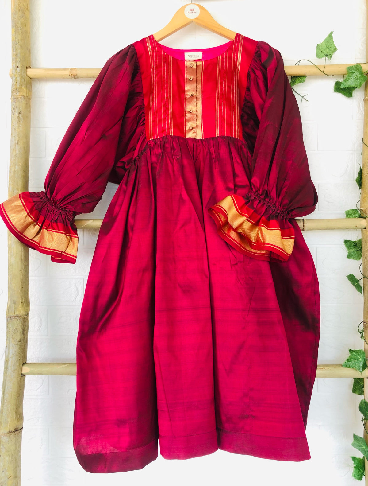 Scarlet Red Gathered Yoke Dress