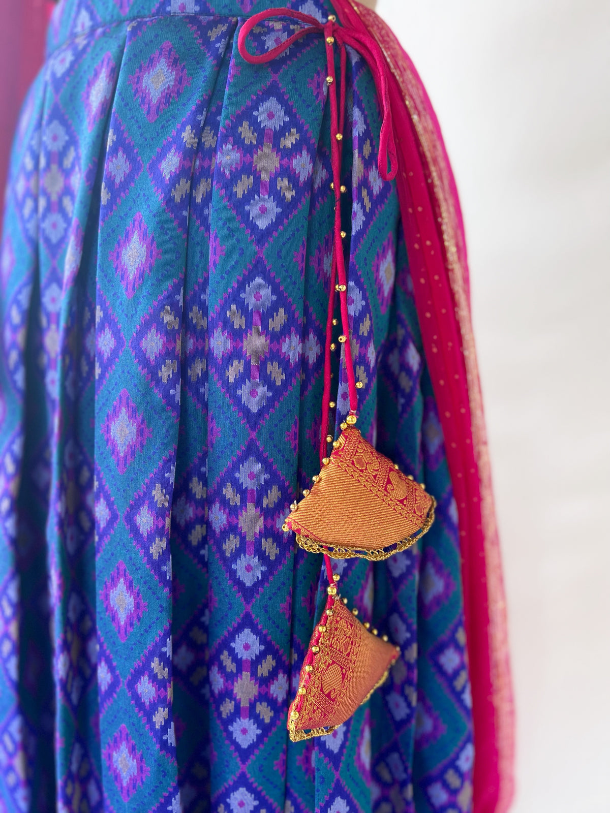 Festival Fuchsia Ikkat Lehenga