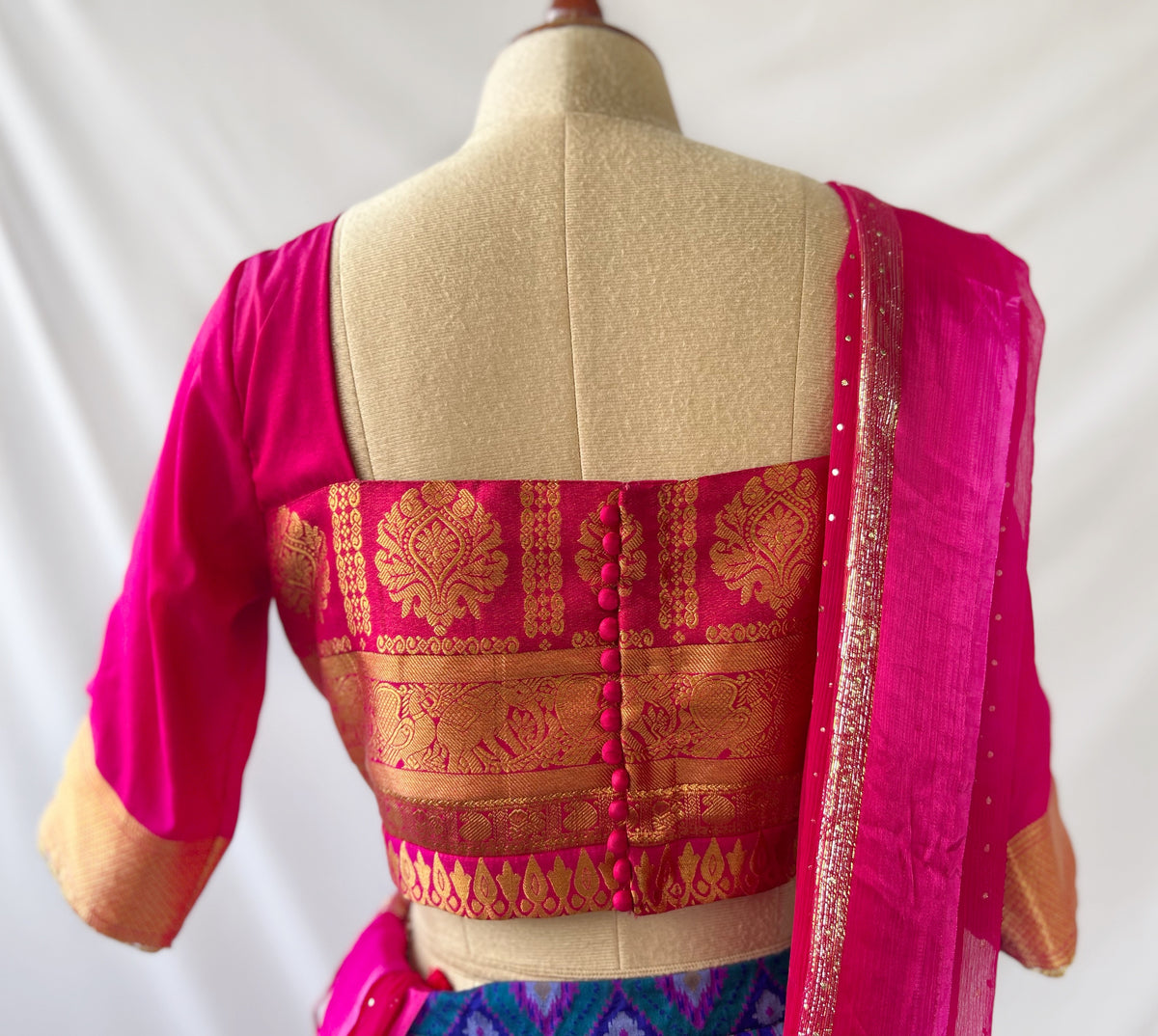 Festival Fuchsia Ikkat Lehenga