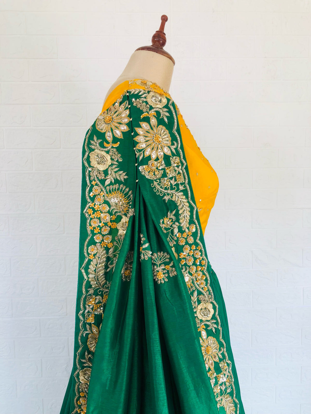 Emerald Green Lehenga With Attached Dupatta