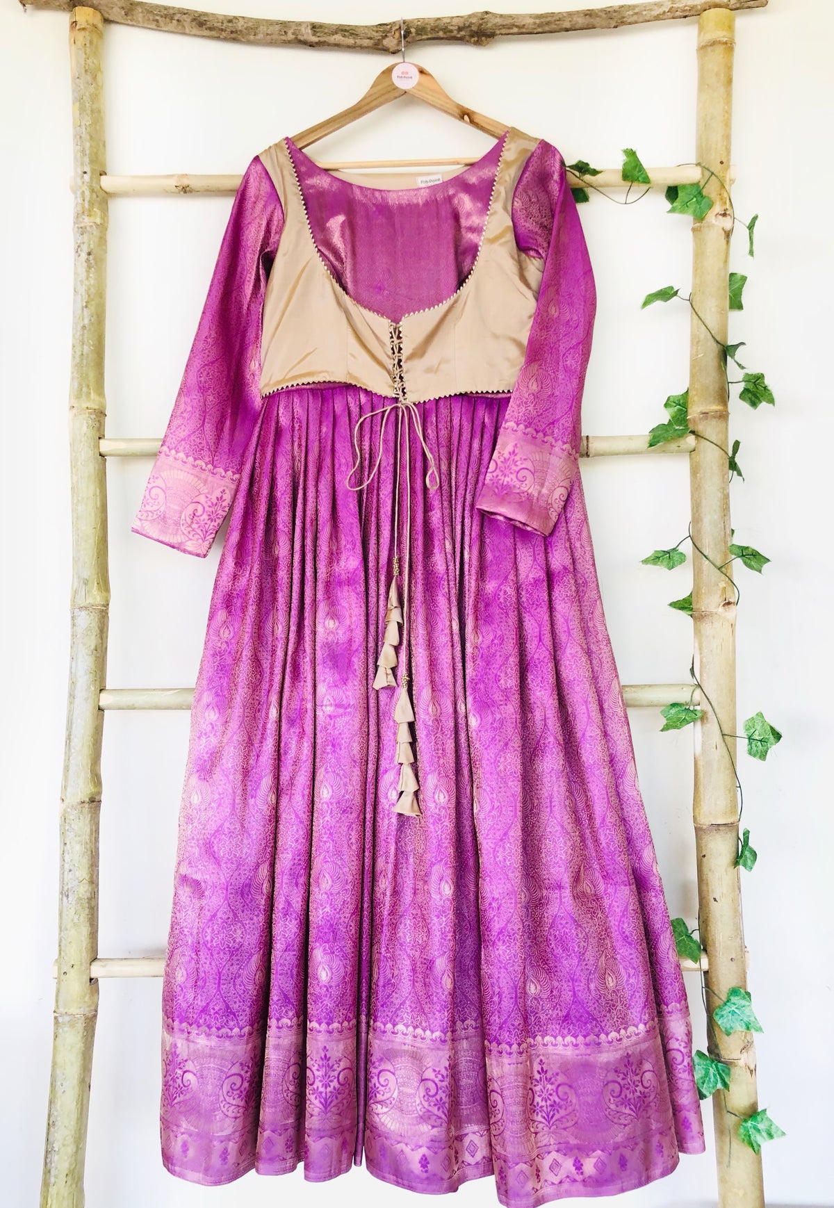 Lavender Anarkali With Attached Jacket