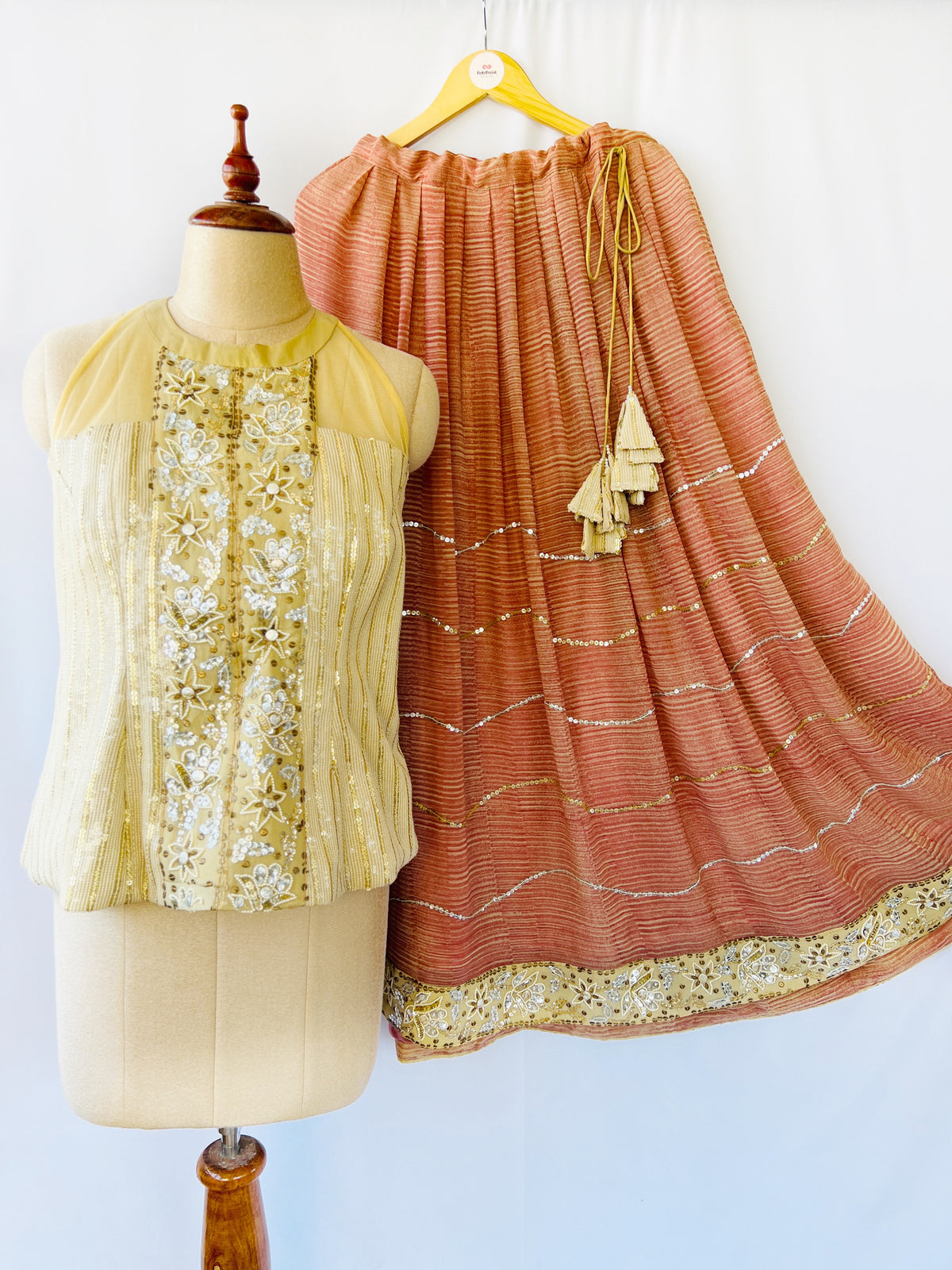 Caramel Sequence Lehenga &amp; Top