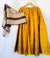 Golden Mustard Lehenga & Wine Crop Top