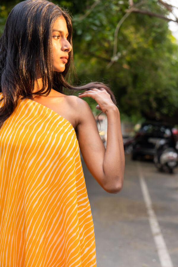 Yellow leheriya asymmetric top and pant - Image 3