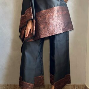 Black one shoulder top and wrap pant