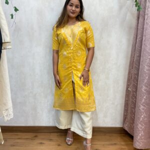 Banarasi front slit kurta ( yellow )