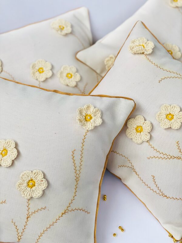 White Crochet Cushions - Image 2