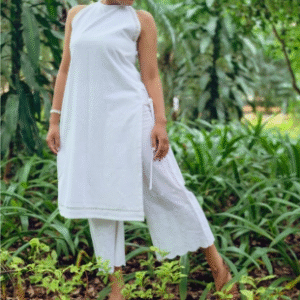 Luna White halter neck kurta