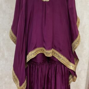Wine kaftan sharara set